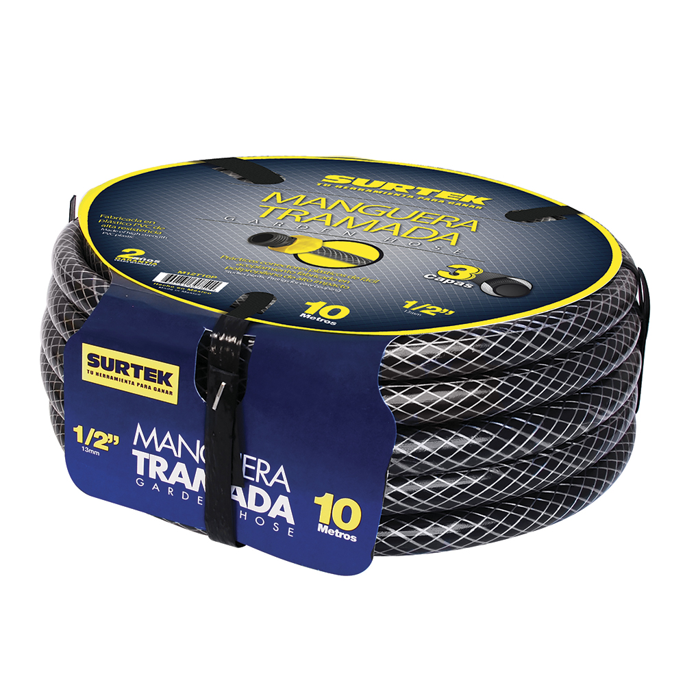 Manguera para jardín tramada gris con conector plásticos 1/2", 15 m Surtek