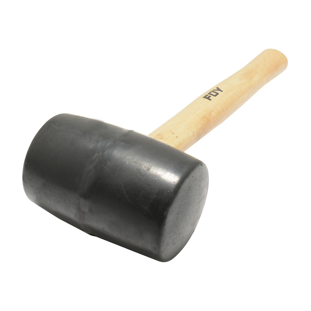 Mazo con cabeza de hule negro con mango de madera de 13", 24 oz Foy