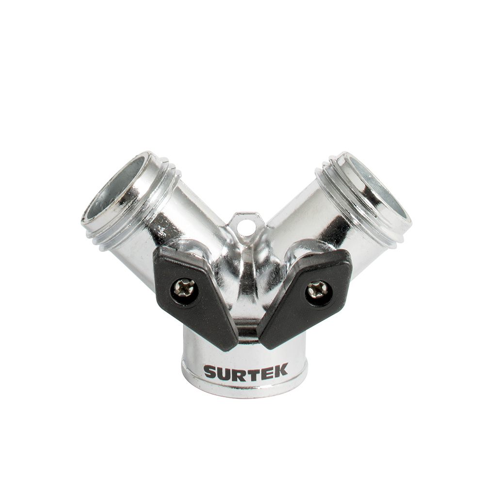 Adaptador para manguera de riego en "Y" cromado 11 x 7 cm Surtek