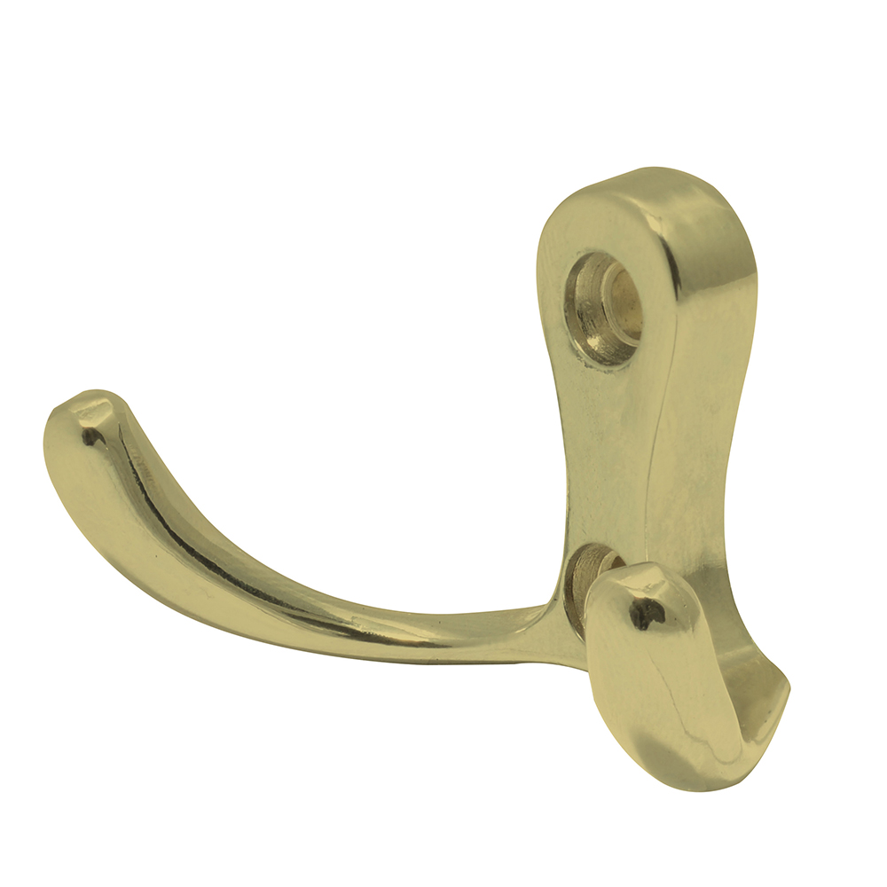 Gancho perchero doble, latón brillante Lock
