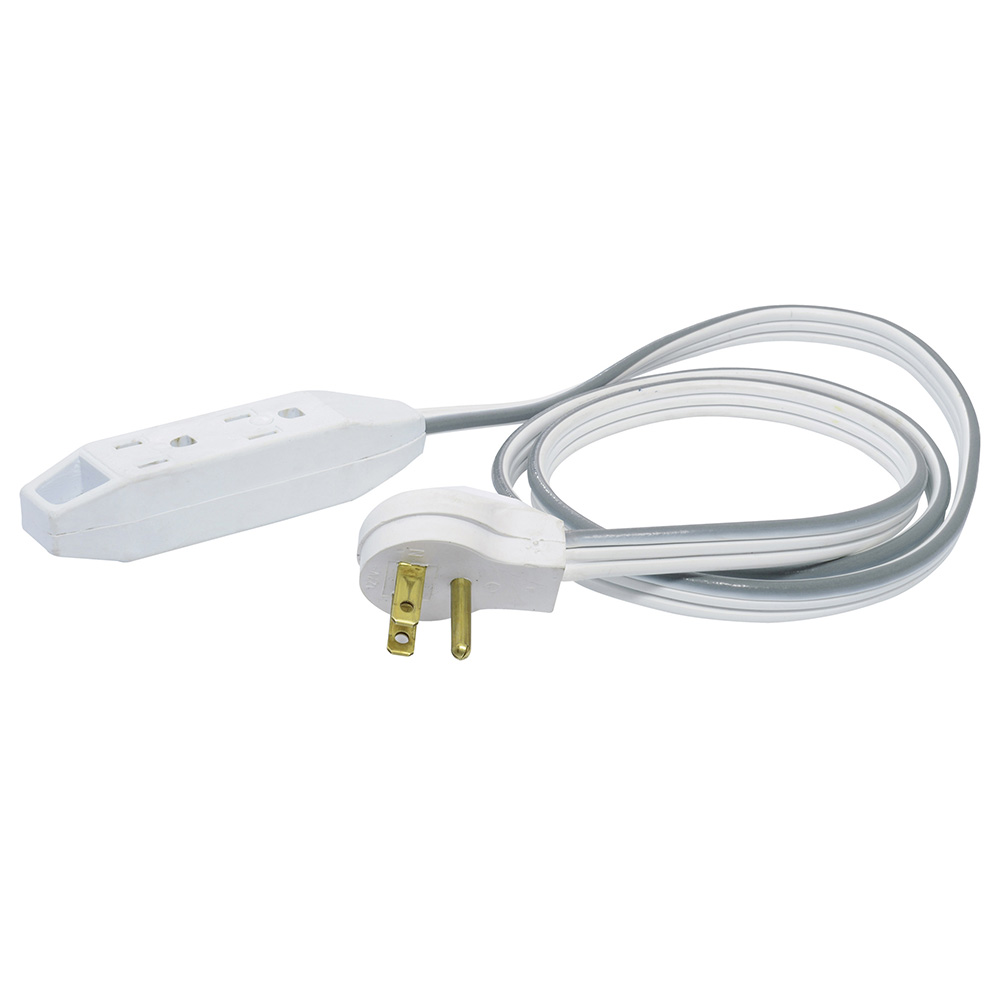 Extensión eléctrica plana aterrizada color blanco, 5 m Surtek