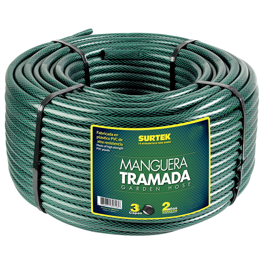 Manguera para jardín tramada verde en rollo 1", 100 m Surtek