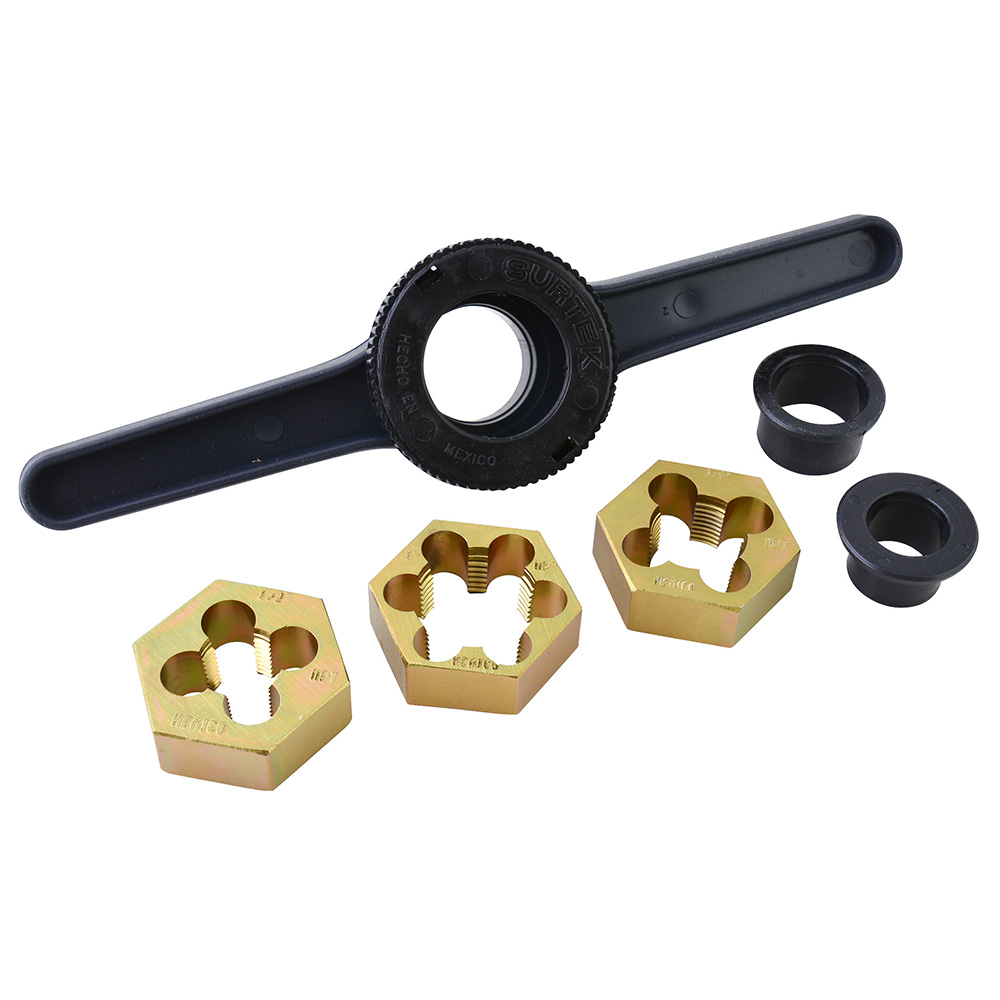 Juego de tarraja para tubo de PVC de 1/2" a 1" NPT,  6 piezas Surtek