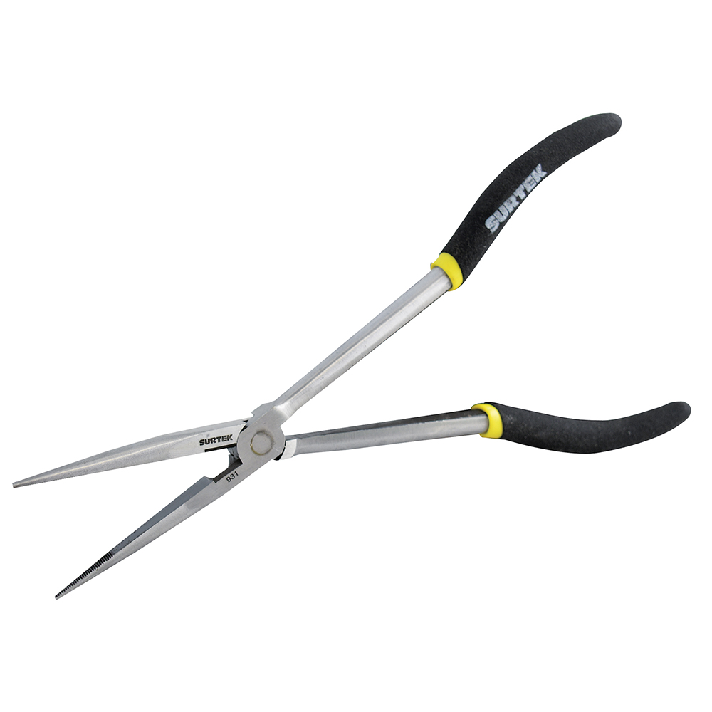 Pinza para electricista con mango doble plastisol de 11" punta extra larga Surtek