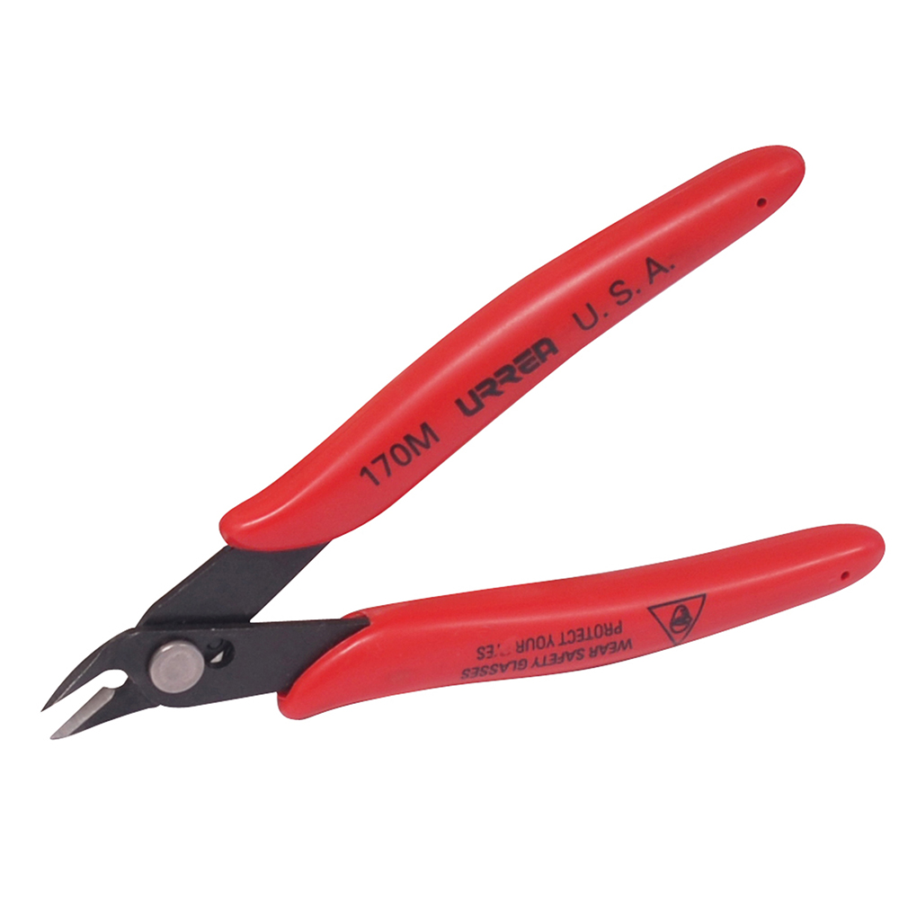 Pinza para electrónica con mango rubber grip de 5-1/8" corte al ras 22° Urrea