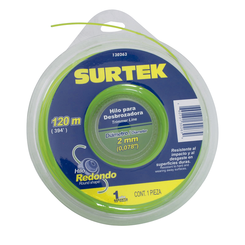 Nailon redondo para desbrozadora doble blíster, 2 mm x 120 m Surtek
