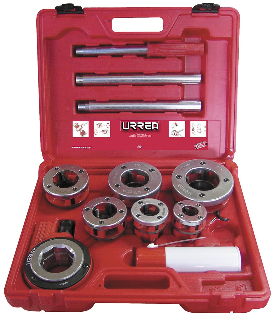 Juego de tarraja para tubo de 1/2" a 2" NPT, 9 piezas Urrea