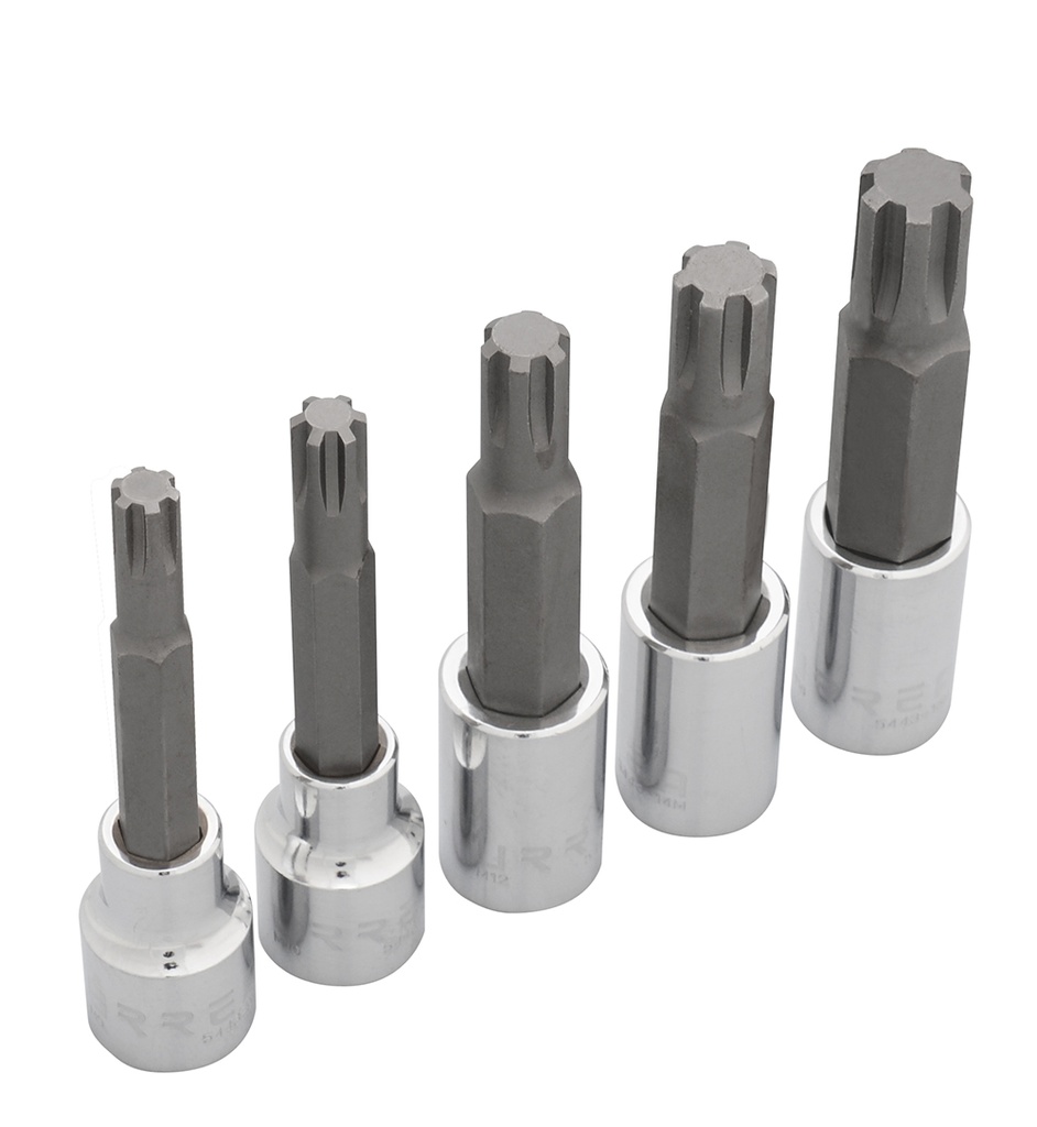 Juego de dados con punta ribe cuadro de 1/2", en riel, 5 piezas Urrea