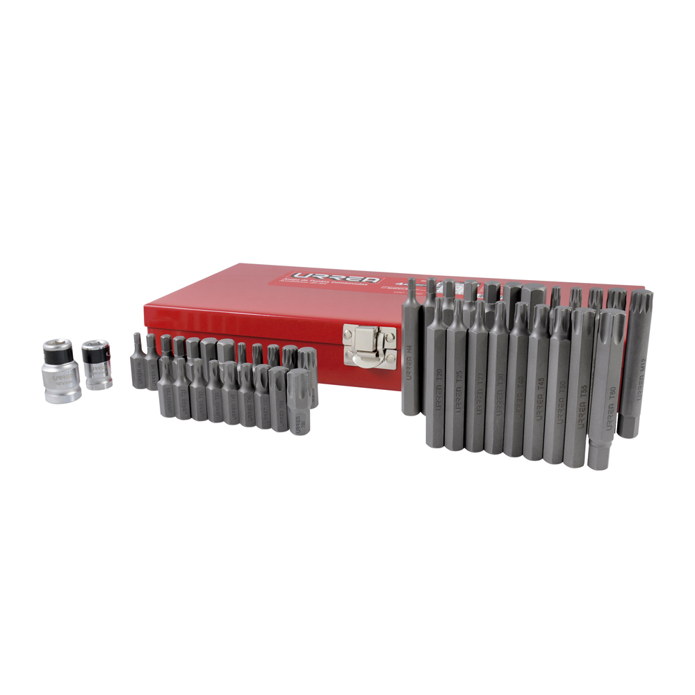 Juego combinado de puntas hexágono de 3/8" con adaptadores,  44 piezas en caja metalica Urrea