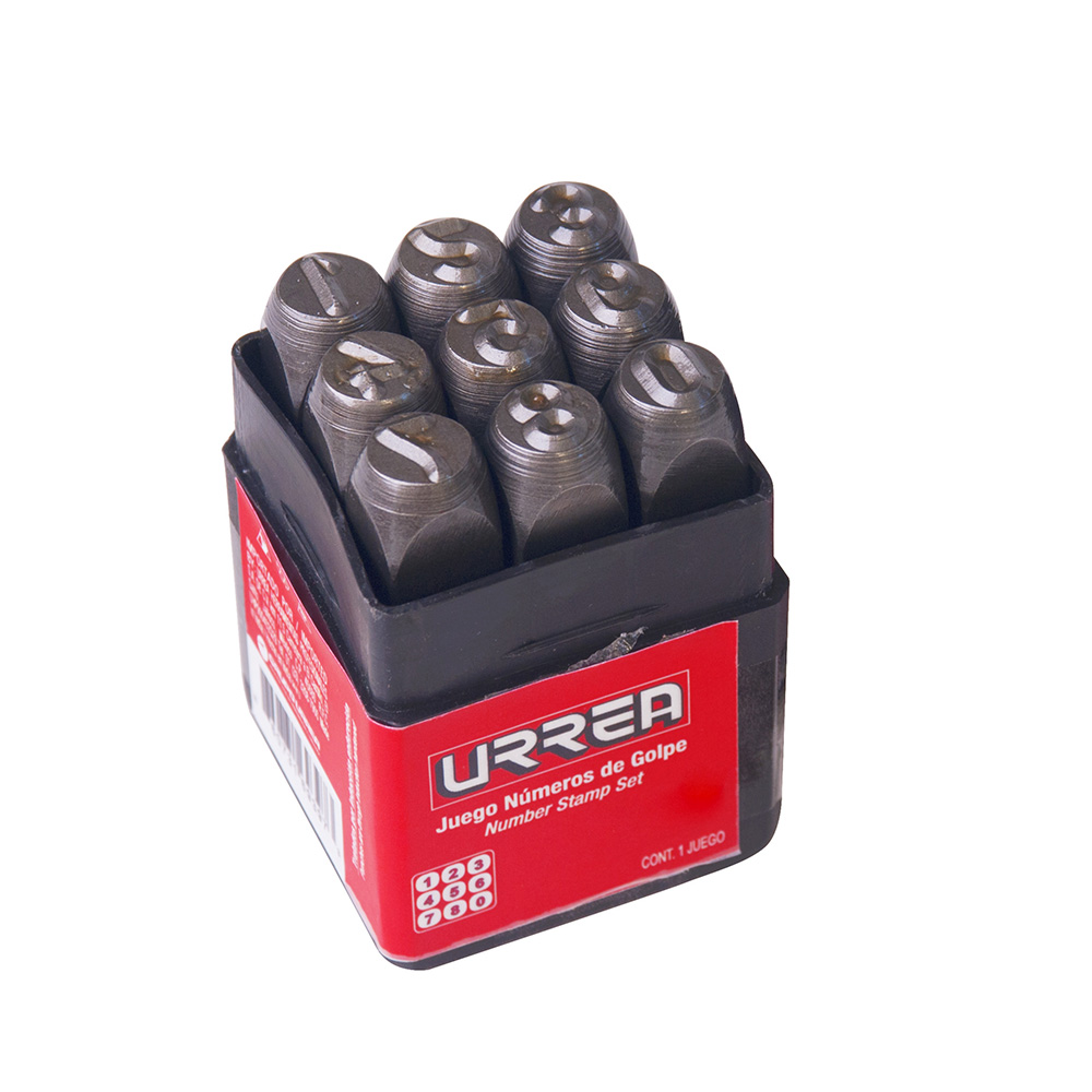 Juego de números del "0" al "9" de golpe 4 mm, 9 piezas Urrea