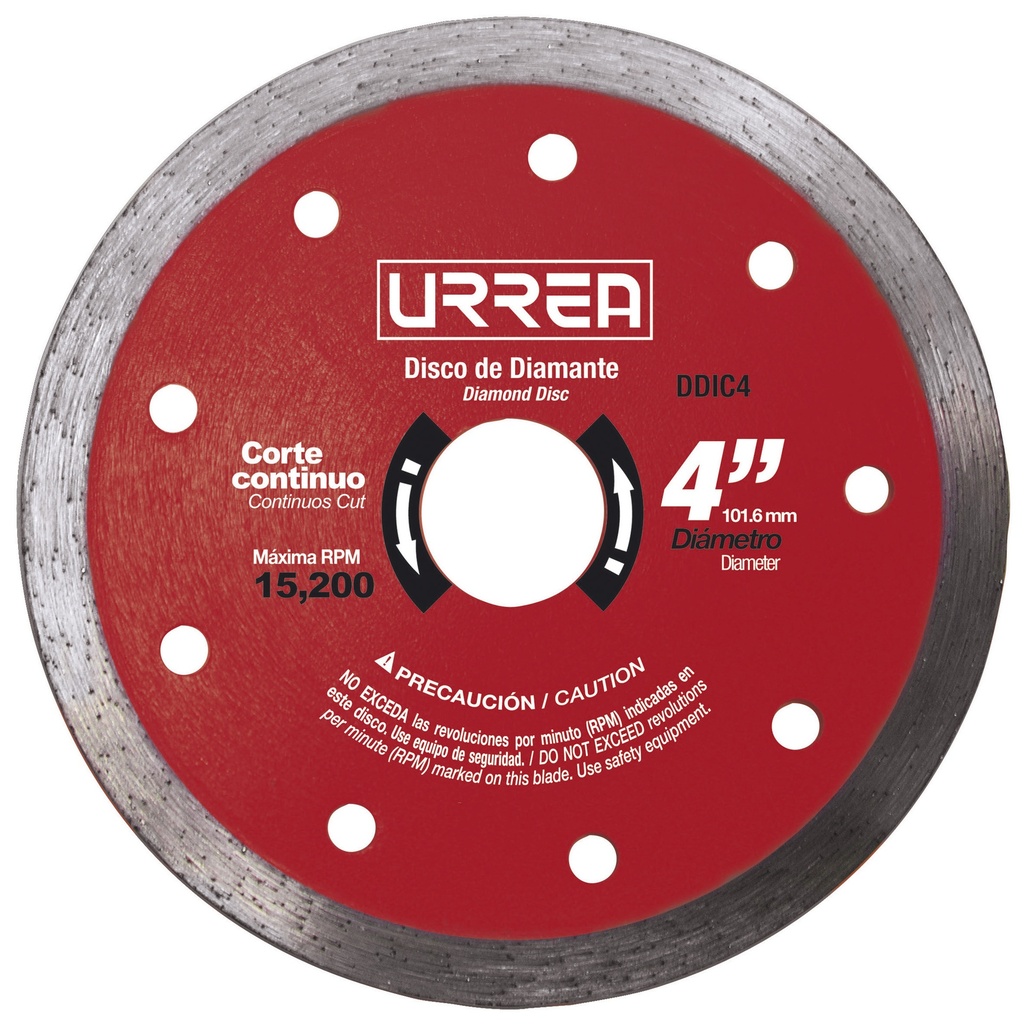 Disco de diamante continuo, 4" Urrea