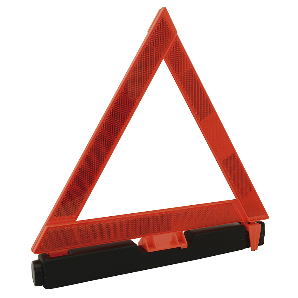 Triángulo reflejante de emergencia con base con arena, 17" Surtek