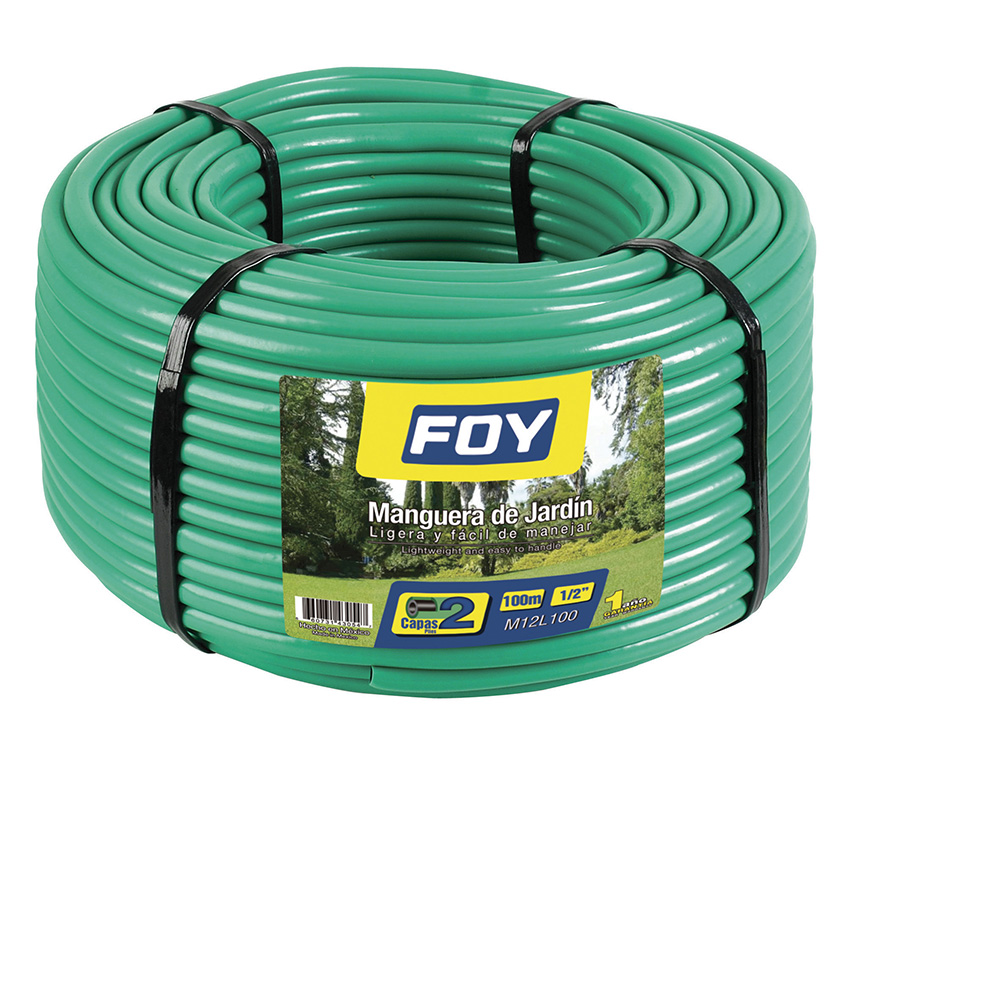 Manguera para jardín lisa en rollo 2 capas 1/2", 100 m Foy