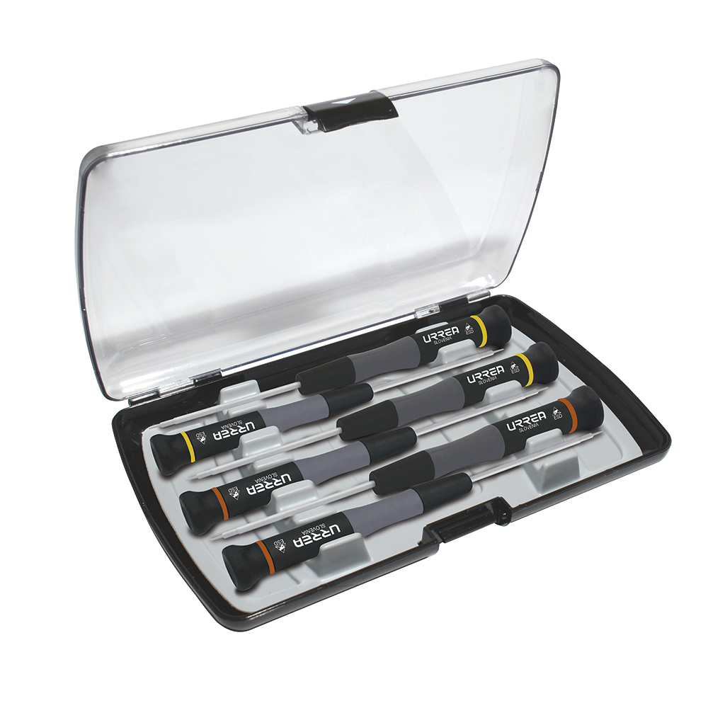 Juego de destornilladores de precisión ESD anti-estáticos combinados,6 pz en caja plástica Urrea