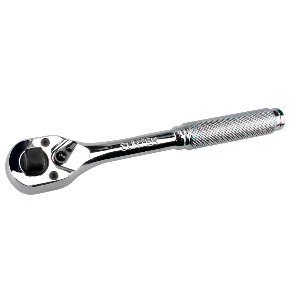 Matraca triple cuadro, cabeza tipo pera, para dados cuadro de 1/4", 3/8", y 1/2" Surtek