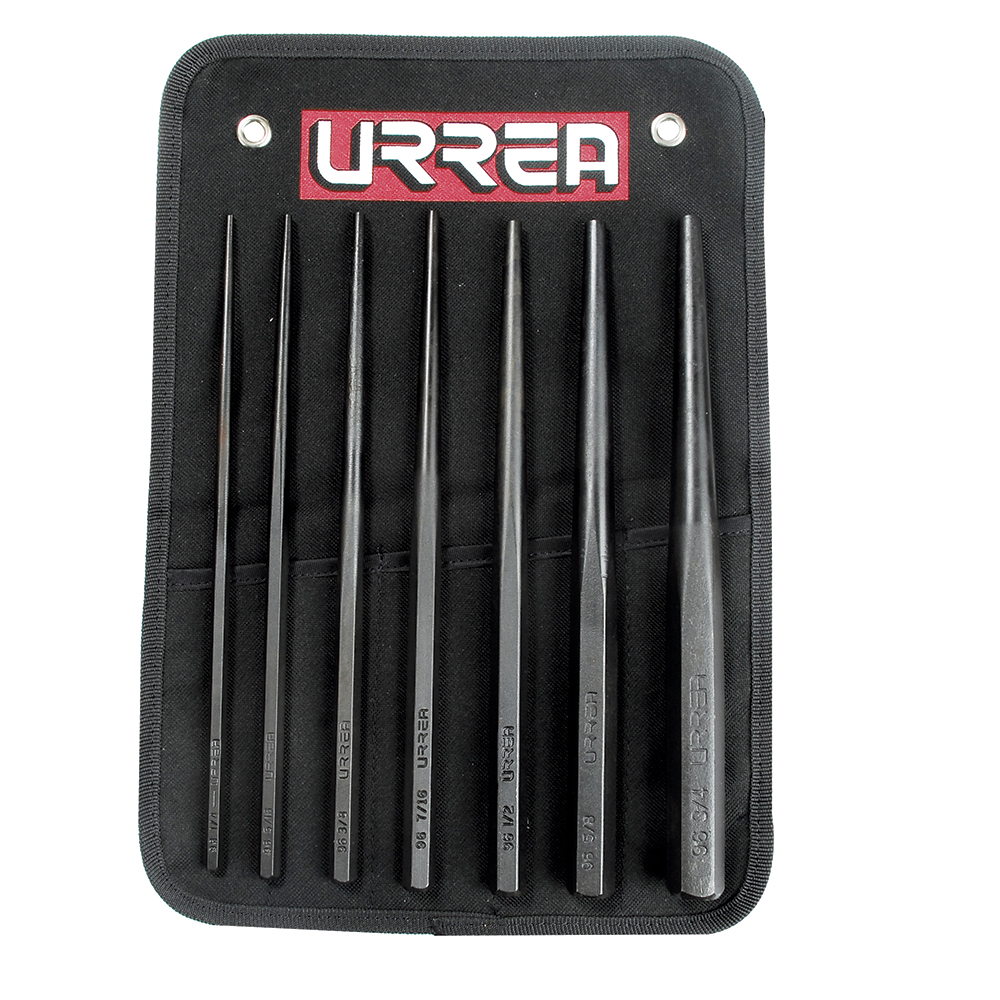 Juego de punzones guía botador largos, 7 piezas Urrea