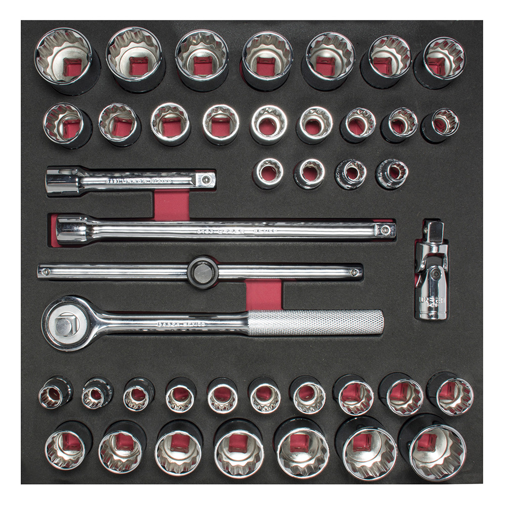 Juego de dados cortos y accesorios cuadro de 1/2" combinados 42 piezas, CH203-C Urrea