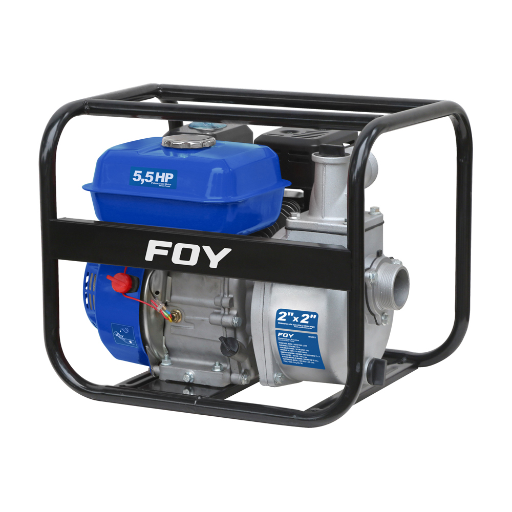 Motobomba a gasolina con diámetro de succión y descarga de 2 x 2", 5.5 HP Foy