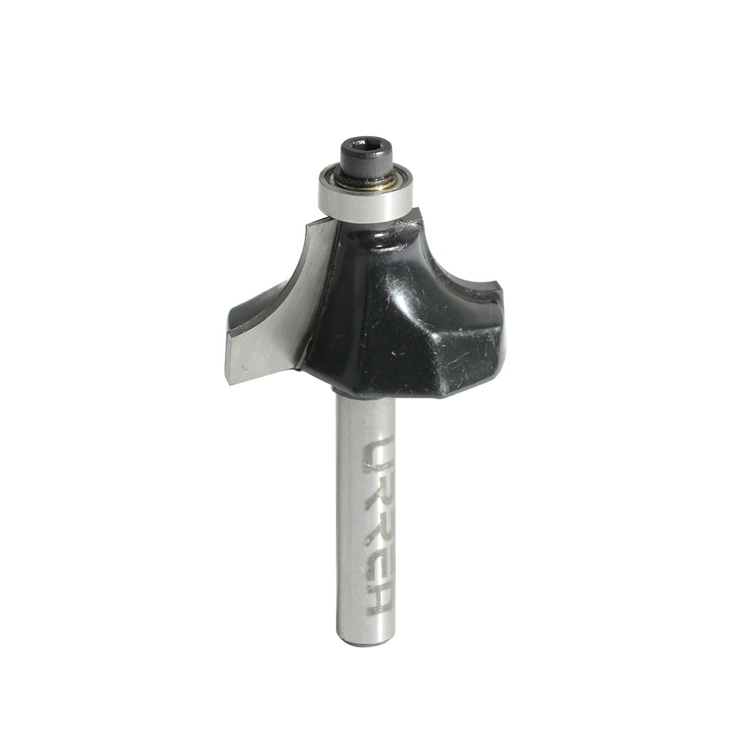 Broca para router de acero redondeadora con balero para moldura 1-1/8" zanco de 1/4" Urrea