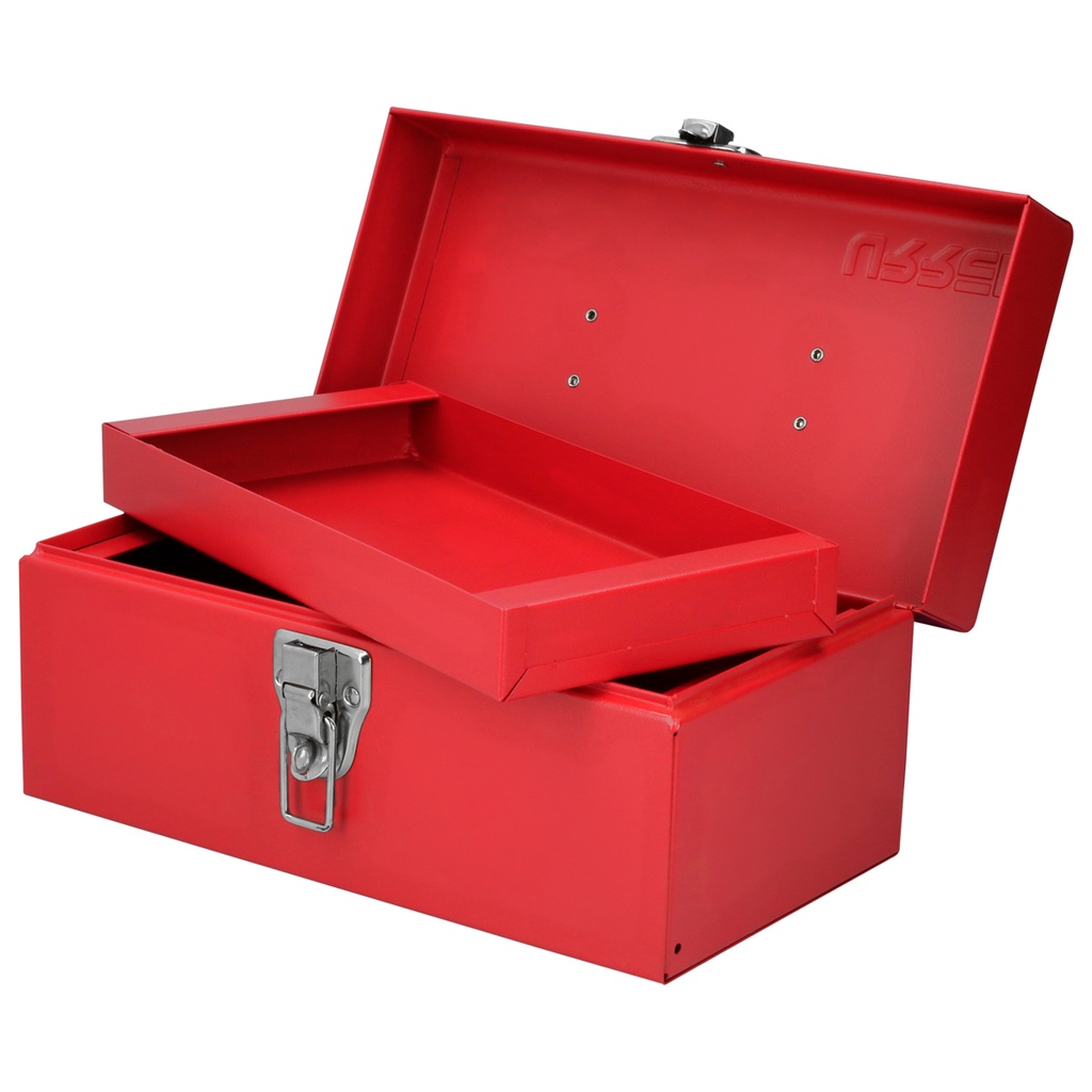 Caja portaherramientas métalica con asa plástica color rojo 11" x 6" x 5" Urrea