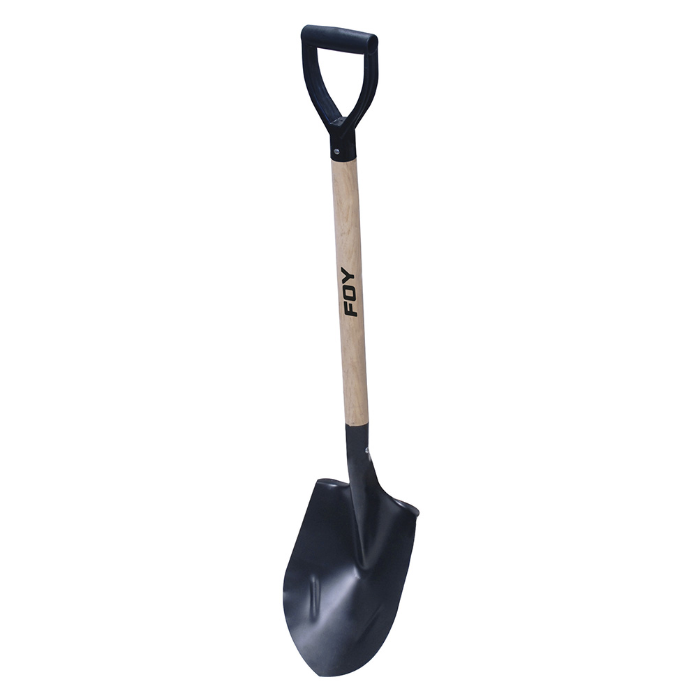 Pala con mango de madera con puño plástico "Y", redonda Foy