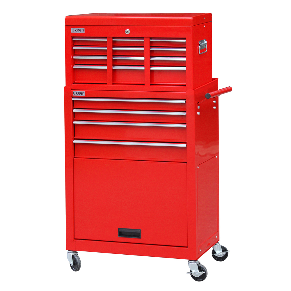 Gabinete integrado con 10 gavetas color rojo 24" serie I Urrea