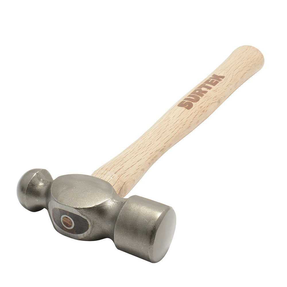 Martillo de bola pulido con mango de madera de encino de 13", 12 oz Surtek