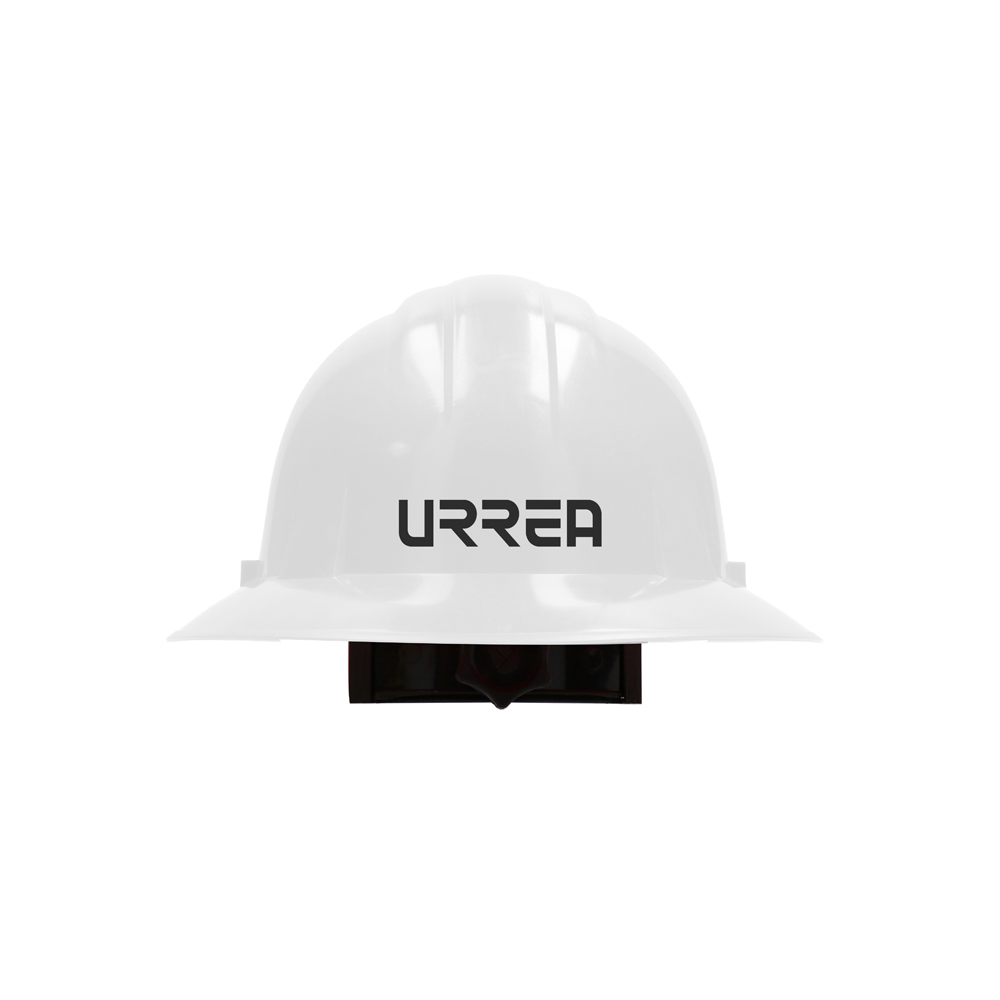 Casco de seguridad con ajuste de matraca ala completa de 4 puntos, color blanco Urrea