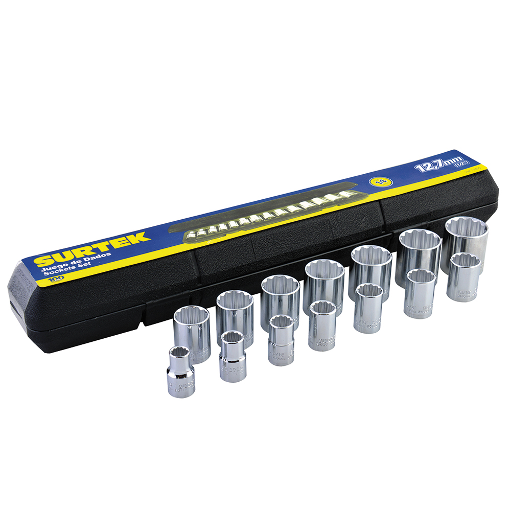 Juego de dados y accesorios cuadro de 1/2" en pulgadas, 20 piezas Surtek