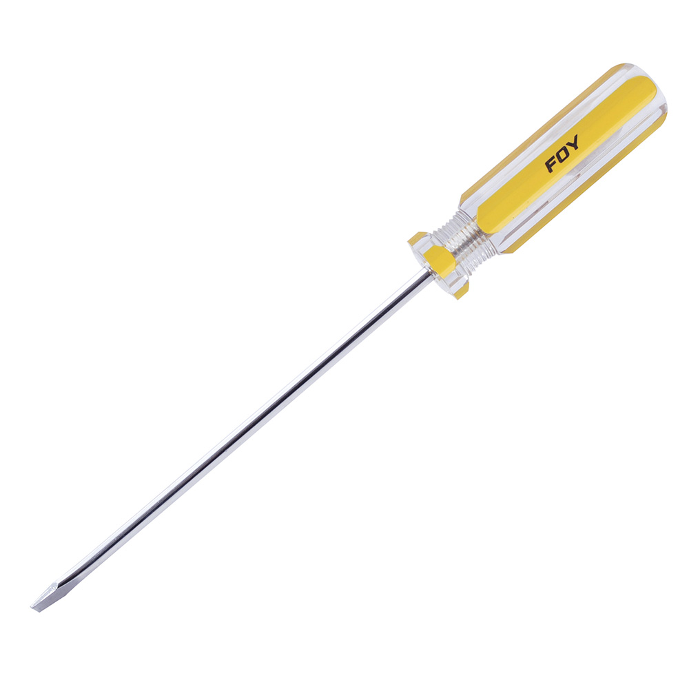 Destornillador con mango de PVC, punta plana barra redonda 1/4" x 4" Foy