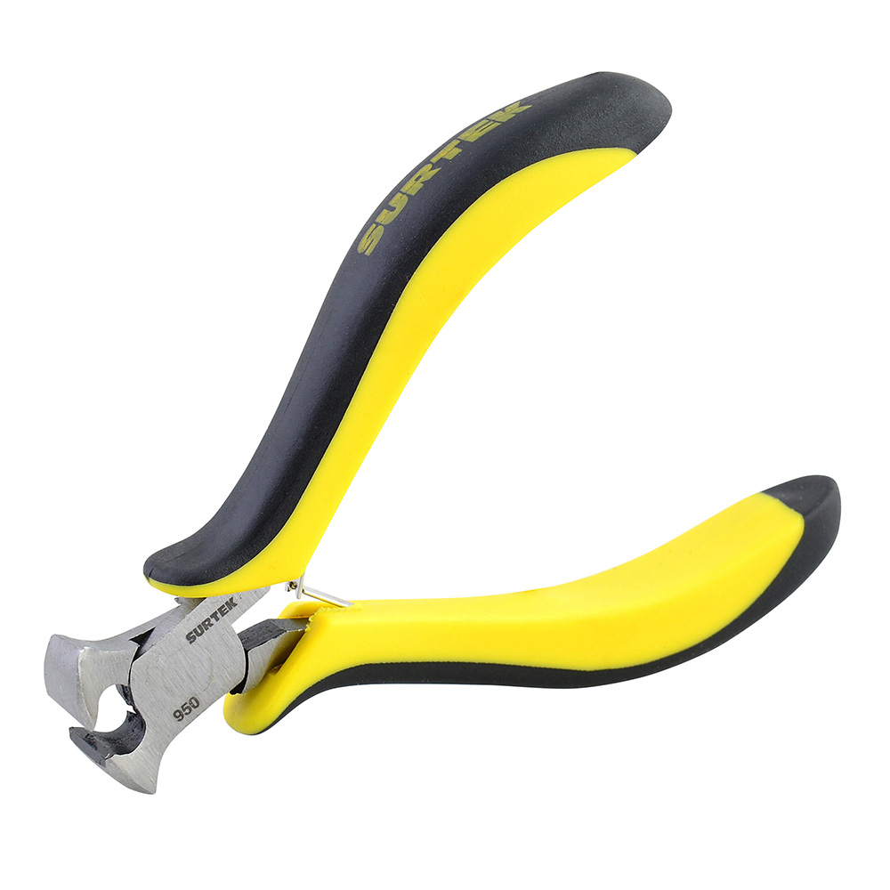 Mini pinza para electrónica con mango bimaterial de 4-1/16" corte transversal Surtek