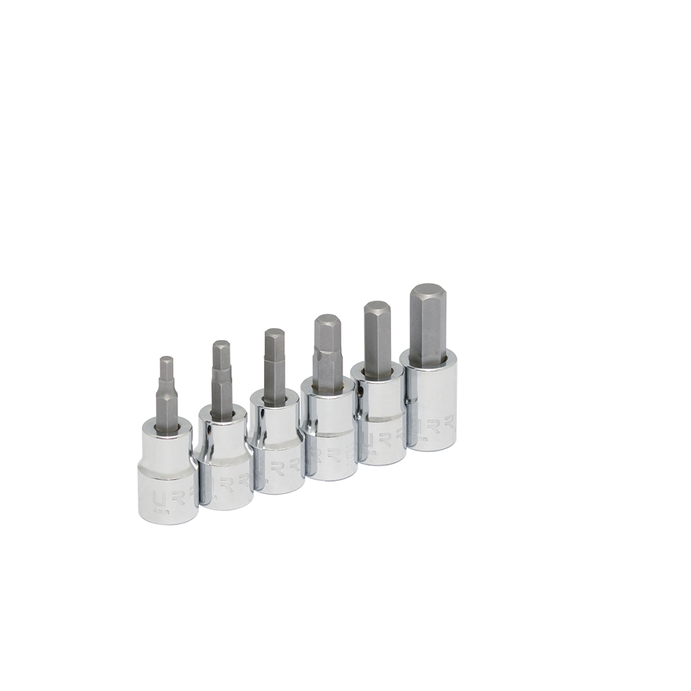 Juego de dados punta hexagonal cuadro de 3/8", métricos, 6 piezas Urrea