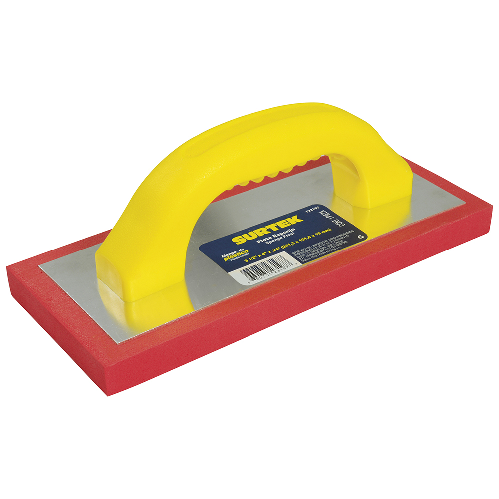 Flota de esponja acabado áspero con mango de plástico 9-1/2" x 4" x 3/4" Surtek