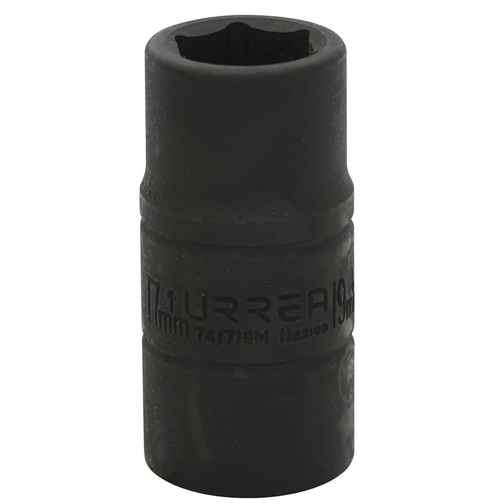 Dado de impacto corto doble boca métrico cuadro de 1/2", 17 x 19 mm Urrea