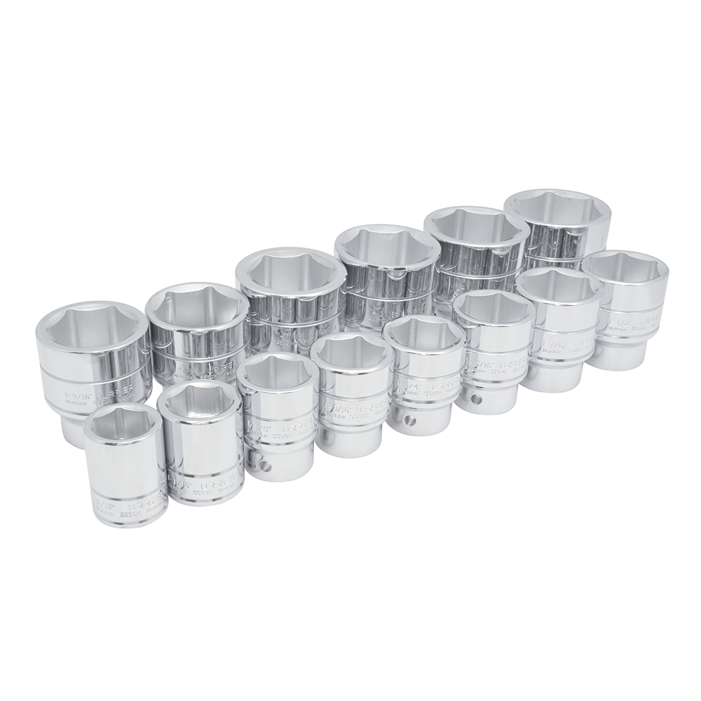 Juego de dados cuadro de 3/4", 6 puntas, en pulgadas, 14 piezas Urrea