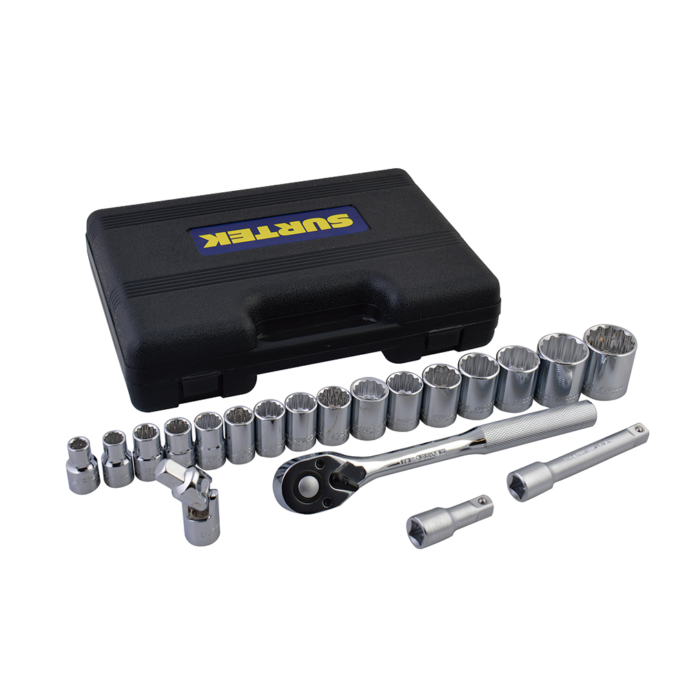 Juego de dados y accesorios cuadro de 1/2" en pulgadas, 25 piezas Surtek