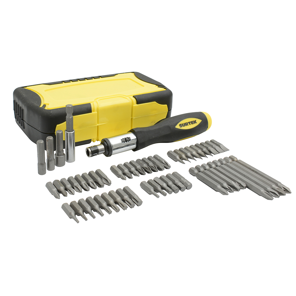 Juego de puntas y accesorios hexágono de 1/4", 53 piezas en blíster Surtek