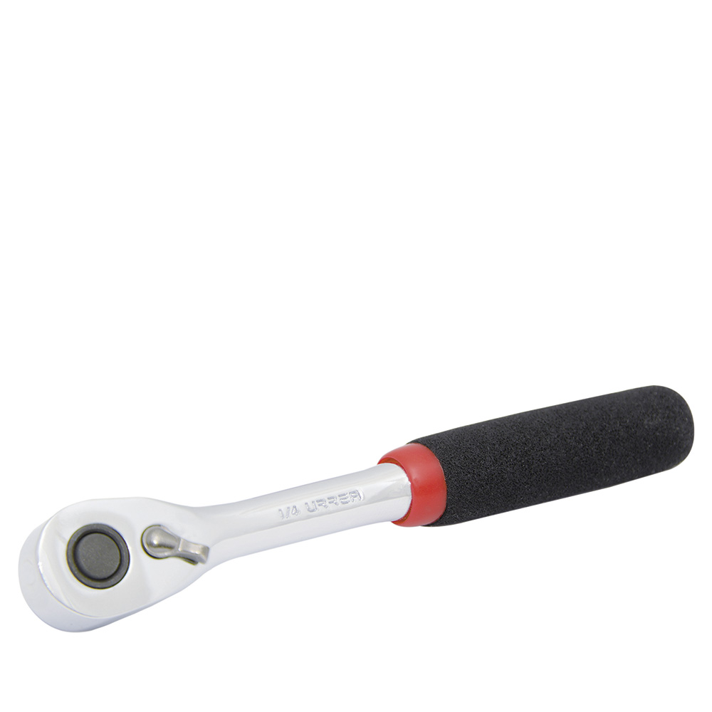 Matraca reversible con mango rubber grip, quick release, para dado cuadro de 1/4" Urrea