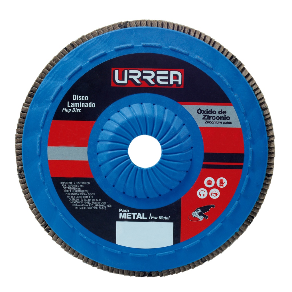 Disco laminado tipo 27 grano 120 con respaldo plástico, 7" Urrea