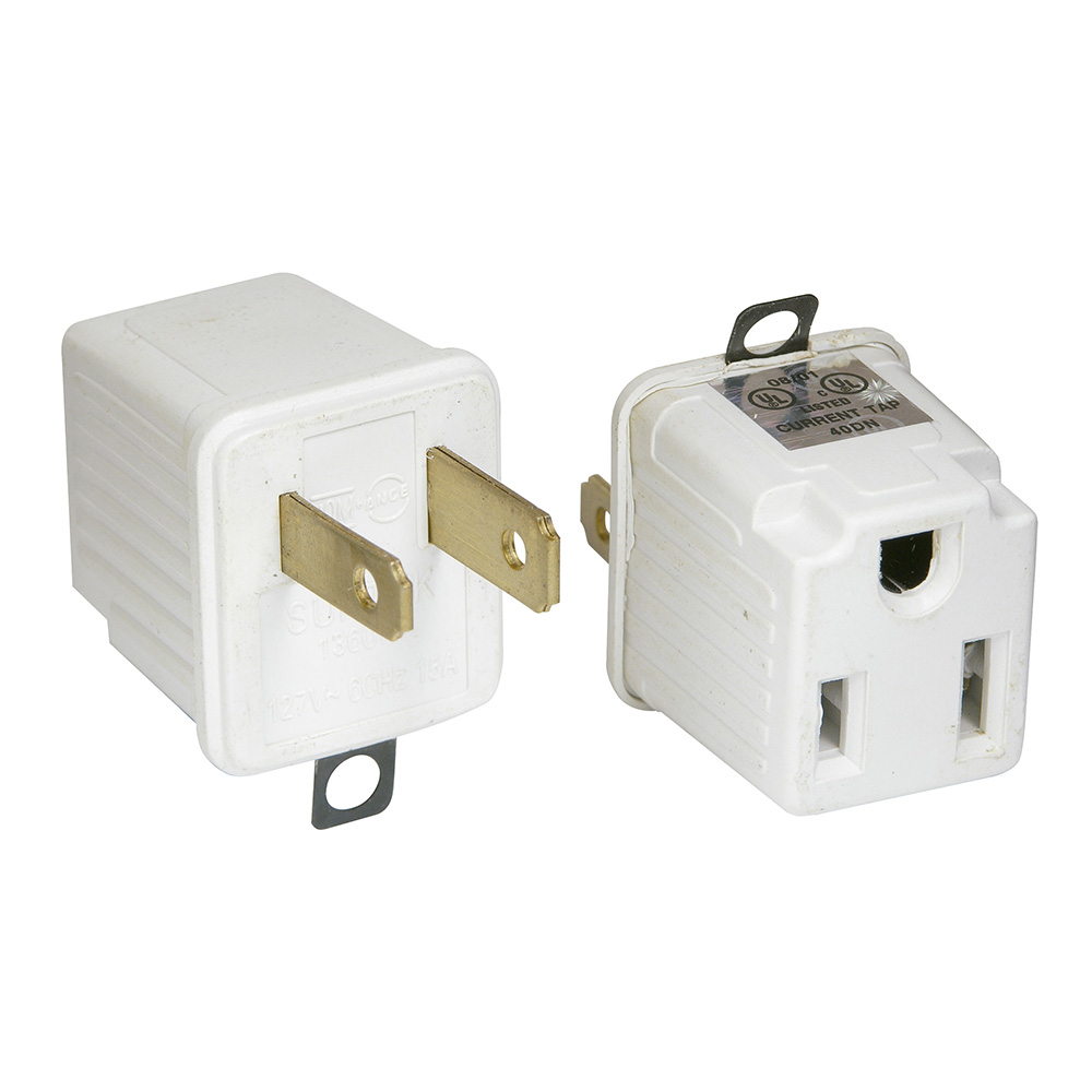 Adaptador clavija de aterrizado a polarizado ABS, 2 piezas Surtek