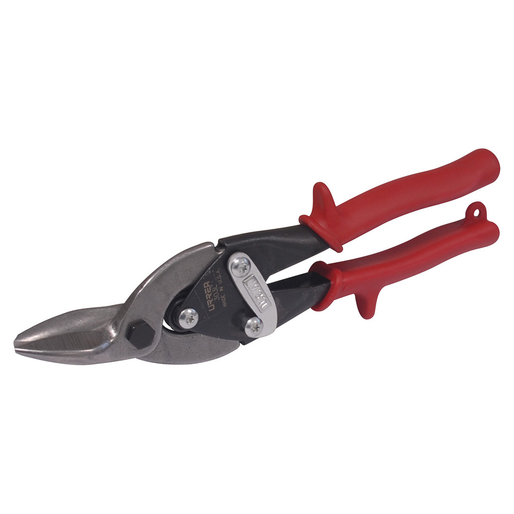 Tijera para hojalatero tipo aviación izquierda con mango rubber grip, 10" Urrea
