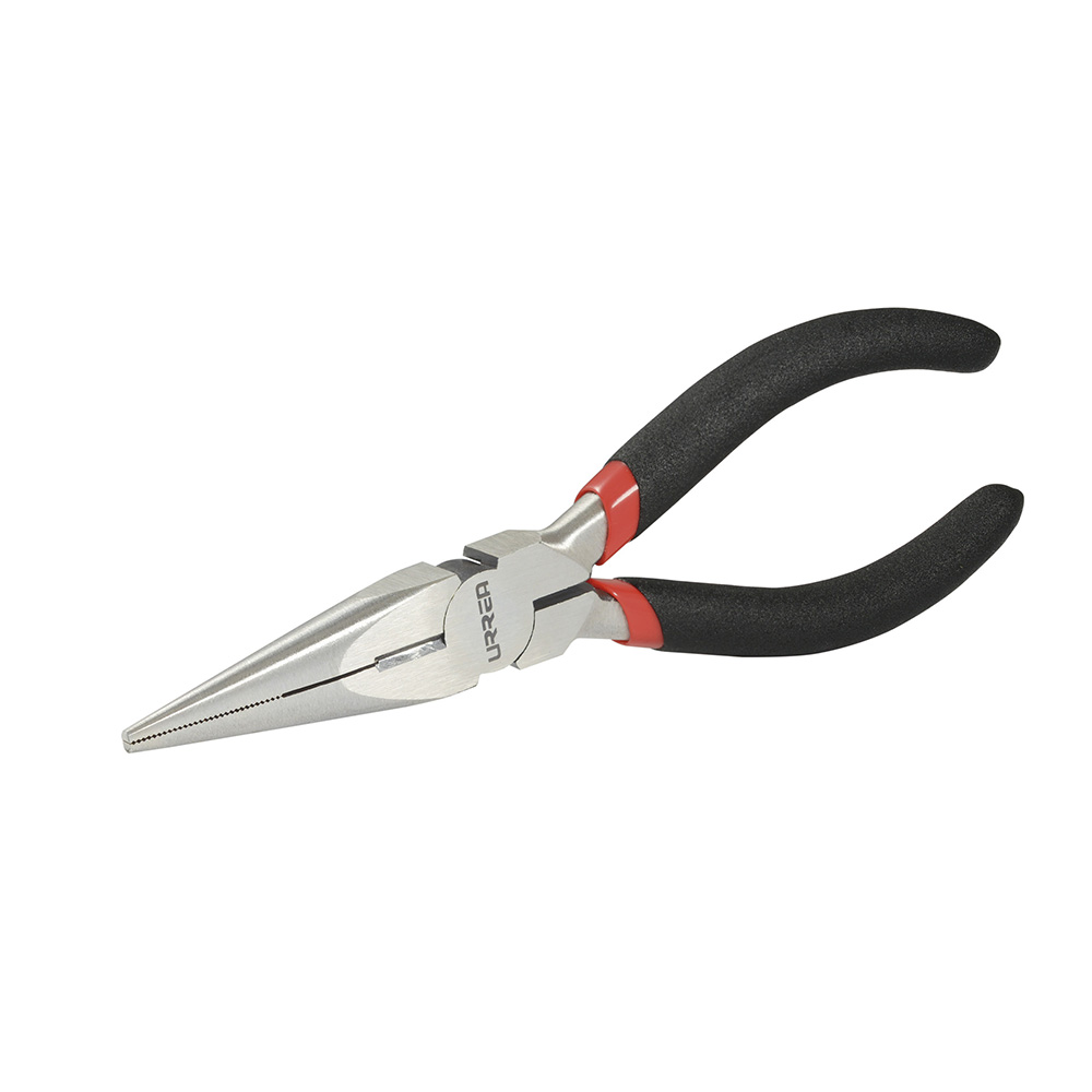 Pinza para electricista con mango rubber grip de 6-3/4" punta larga corte lateral Urrea