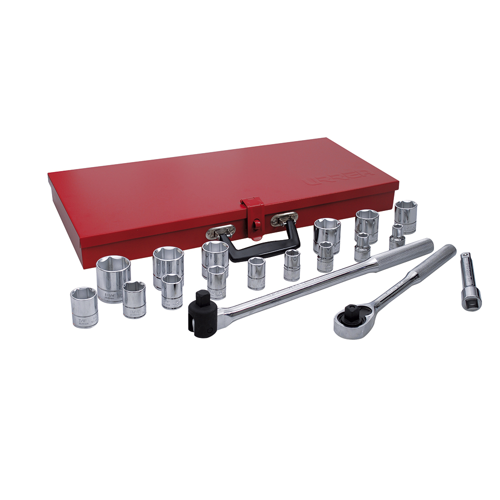 Juego de dados y accesorios cuadro de 1/2" en pulgadas, 19 piezas Urrea