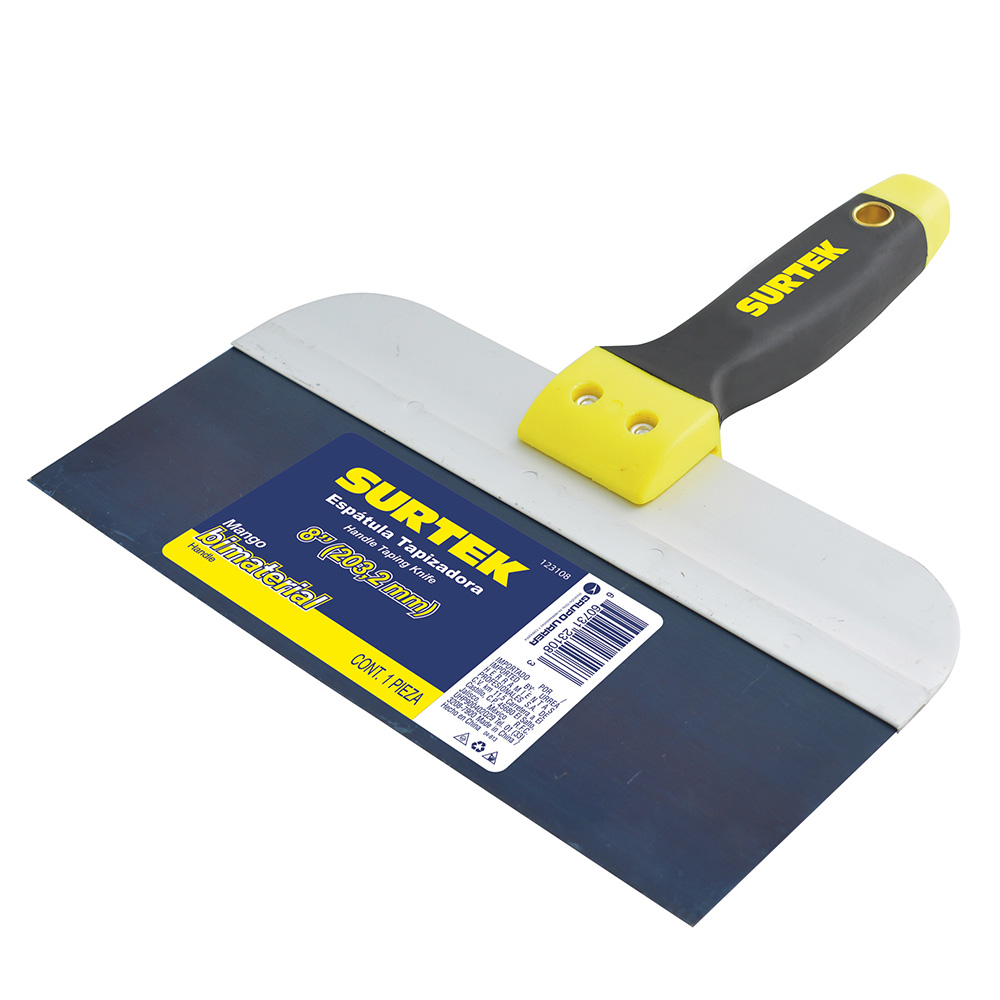 Espátula tapizadora de acero de alto carbón con mango bimaterial 8" Surtek