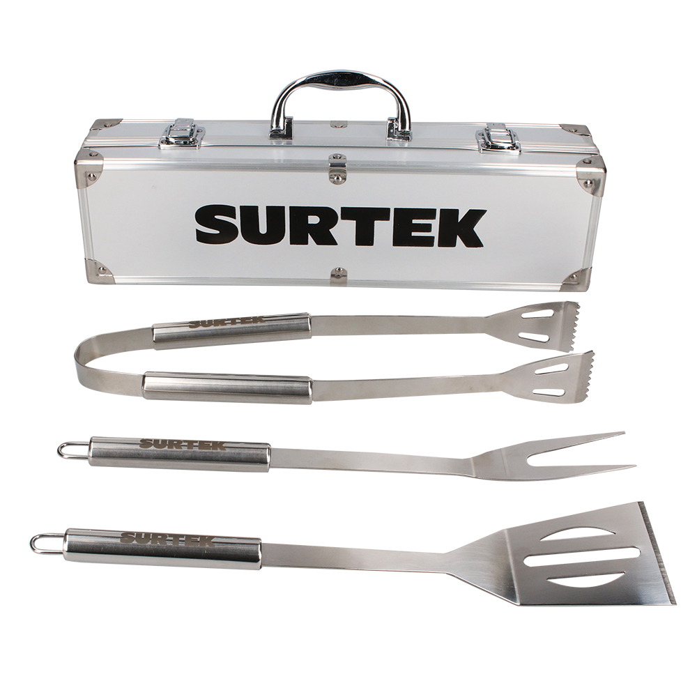 Kit de asado con estuche, mandil, guante y 3 utensilios Surtek