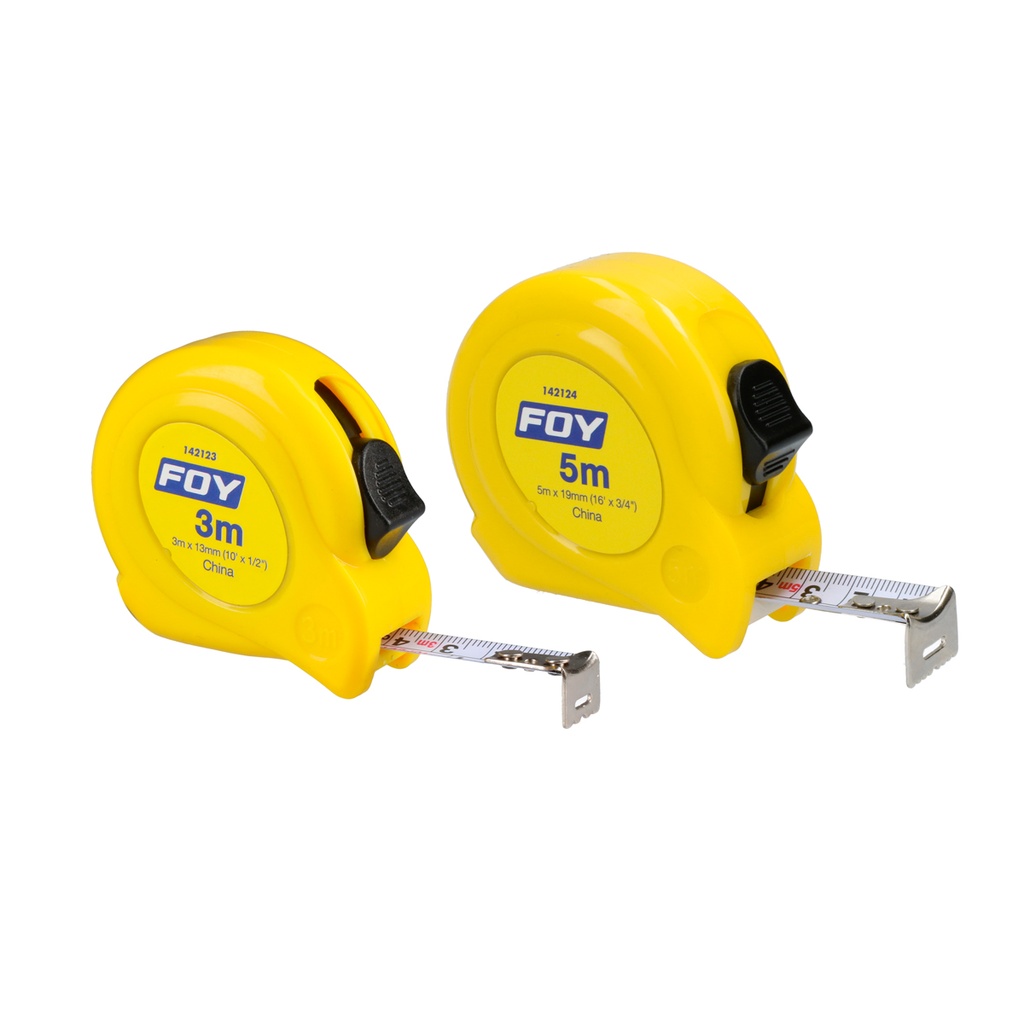 Flexómetro con carcasa de plástico amarillo 3 m x 1/2" Foy