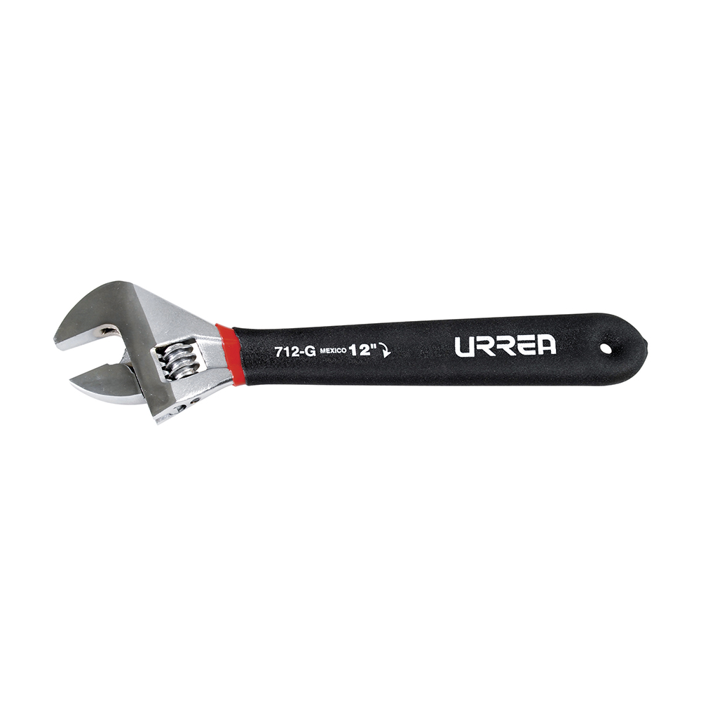 Llave ajustable cromada con mango Rubber grip 12" Urrea