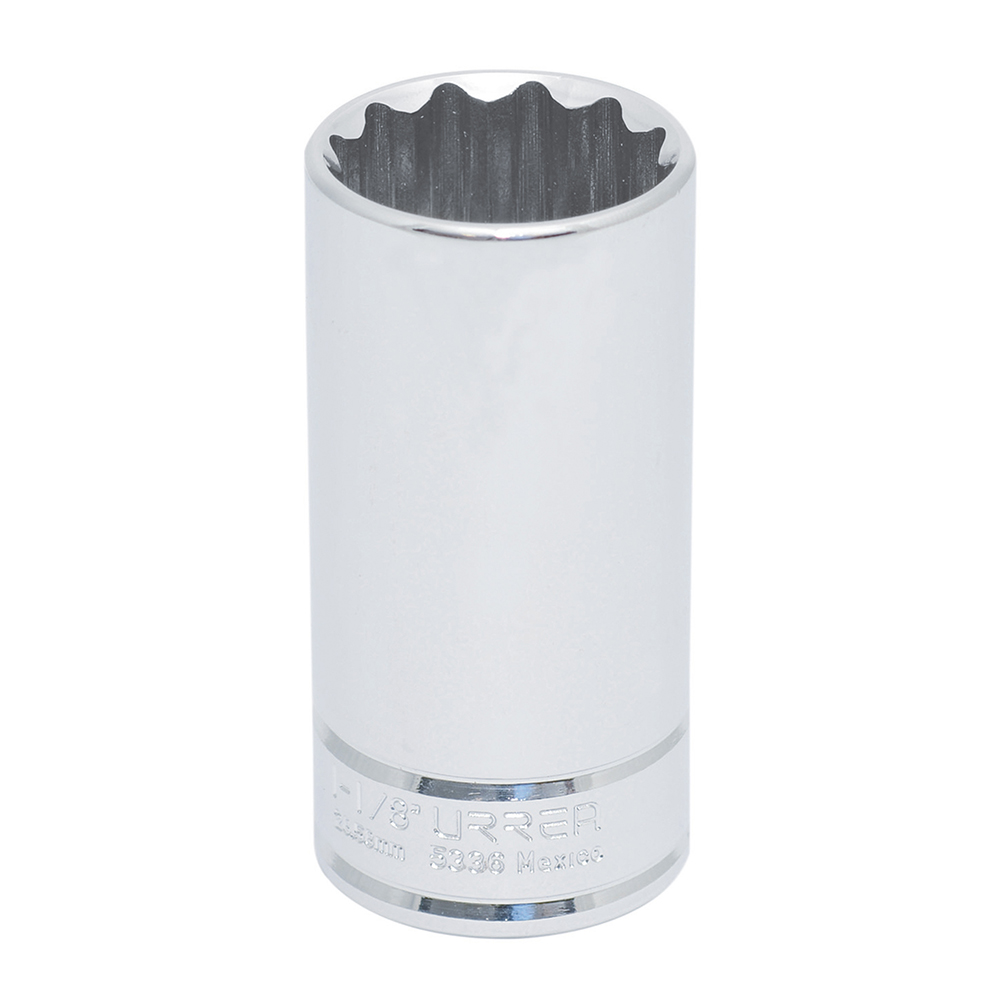 Dado largo cuadro de 1/2", 12 puntas, en pulgadas, 1-1/8" Urrea
