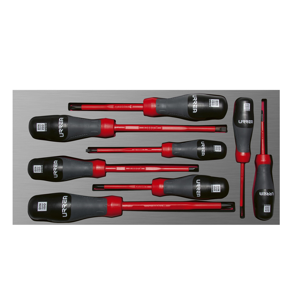 Juego de destornilladores con mango trimaterial 1000 V, varias puntas 8 piezas, CH119L-C Urrea