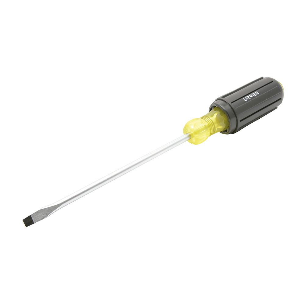 Destornillador con mango cushion grip, punta plana barra redonda 3/8" x 12" Urrea